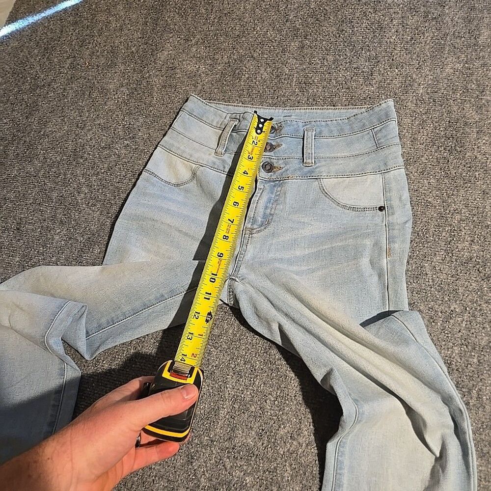 RUE21 High Rise Ankle Jegging Womens Size 2 Blue Light Triple Button Zip Fly - Picture 7 of 11